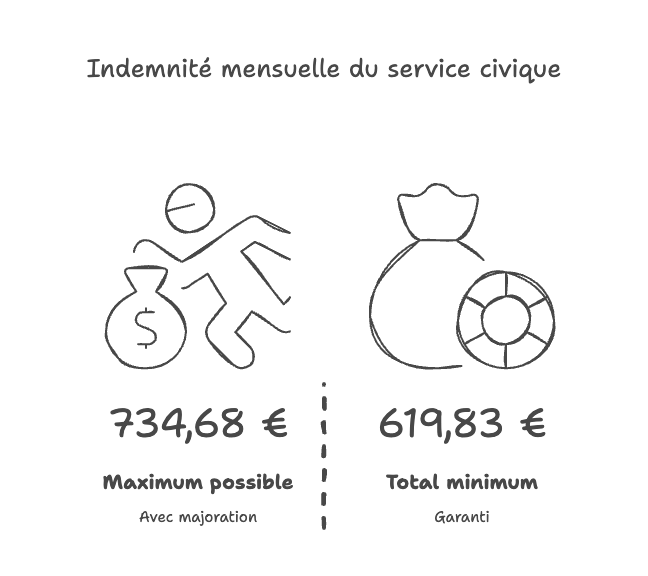 Indemnité mensuelle du service civique Indemnité mensuelle du service civique
